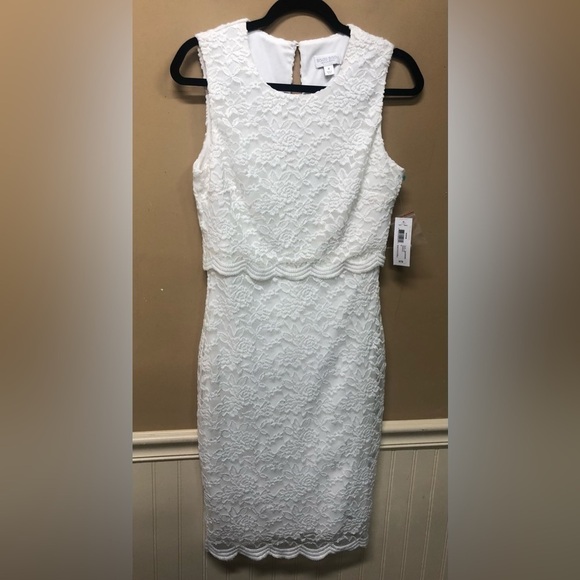 Bisou Bisou Ivory Lacey Sleeveless Dress Size 6 NWT - Picture 1 of 6